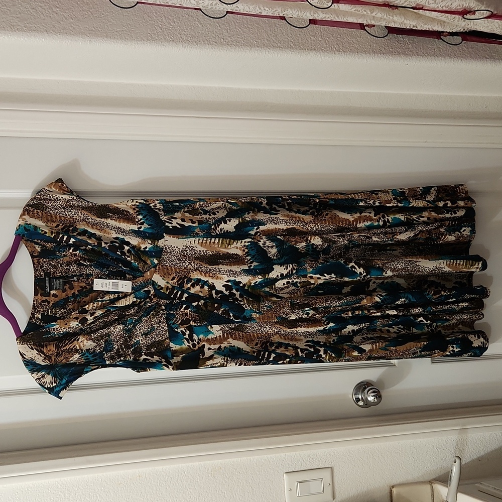 Teal/animal print dress